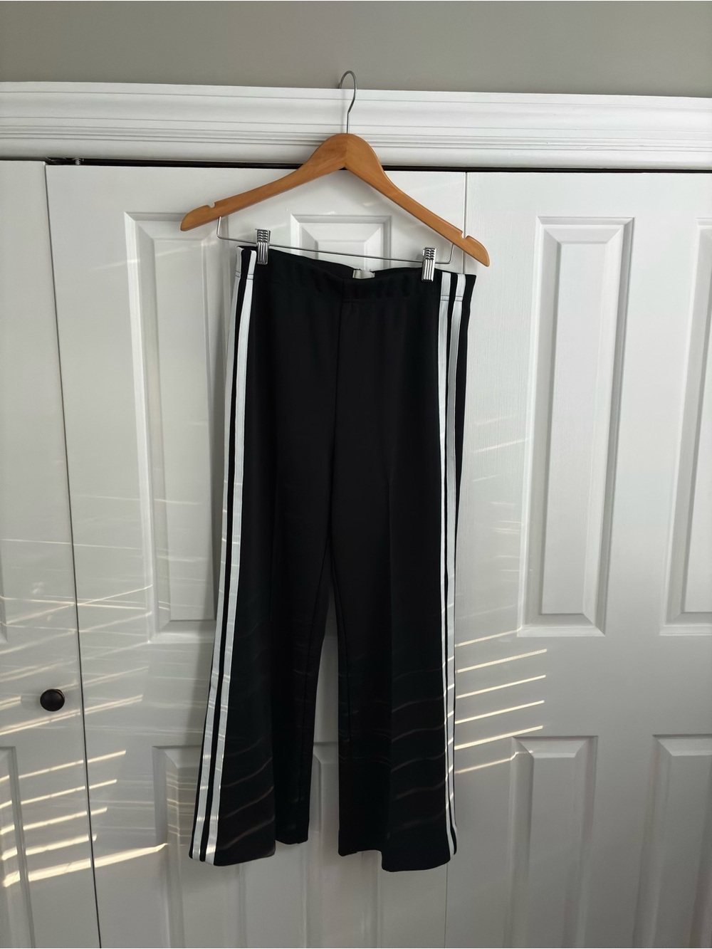 Maeve Black Wide-Leg Track Pant with Elastic Waistband
